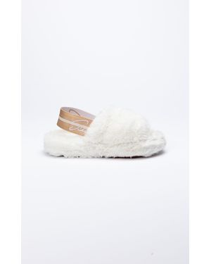 SIKSILK Womenss Fluffy Slide Slippers - White