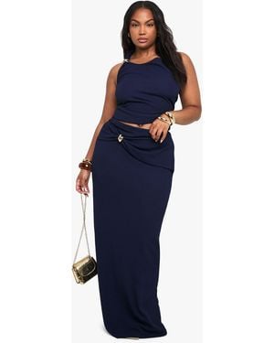 Boohoo Plus Detail Maxi Skirt - Blue
