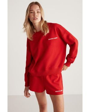 Grimelange Relaxed Mid Waist Sweat Shorts - Red