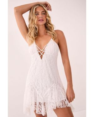 Nasty Gal Lace Godet Hem Mini Dress - Pink