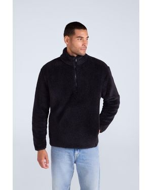 Mountain Warehouse Fleece Teddy Jumper With Pockets Half Zip Warm Cosy Casual Jacket - Blue