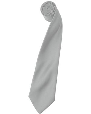 PREMIER Plain Satin Tie (Narrow Blade) (Pack Of 2) - Grey