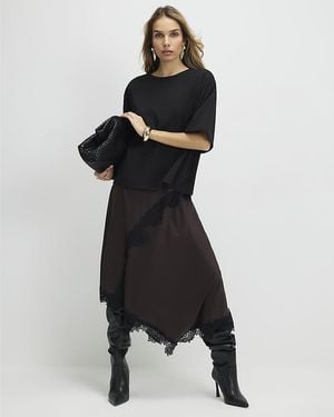 River Island Maxi Dress Lace Hybrid T-Shirt - Black