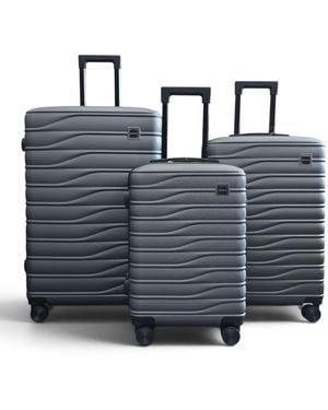 Infinity Leather Hardshell Grijze 8-Wiel Bagagekoffer Tas Koffer - Zwart