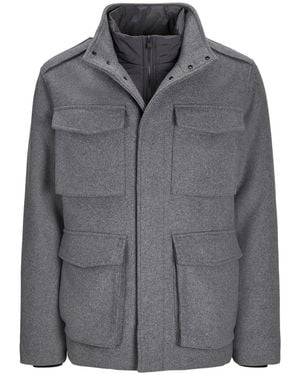 Jack & Jones And Alex High Neck Flap Pocket Field Jacket - Grey