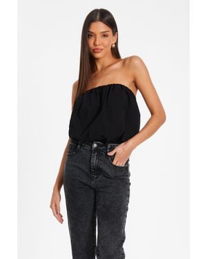 Quiz Bandeau Puffball Bodysuit - Black