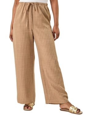 Roman Petite Stripe Pull On Stretch Trouser - Natural