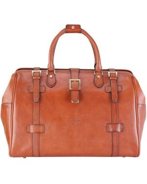 Infinity Leather Genuine Duffle Holdall Vintage Travel Gym Bag - Red