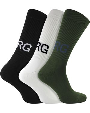 Björn Borg 3 Pack Core Sport Ribbbed Top Crew Socks For - Green