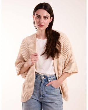 Blue Vanilla Knitted Mid Length Cardigan - Natural