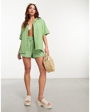 Esmee London Exclusive Beach Short Sleeve Shirt Co-Ord - Green