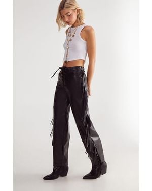 Nasty Gal Fringe Faux Leather Trousers - Black
