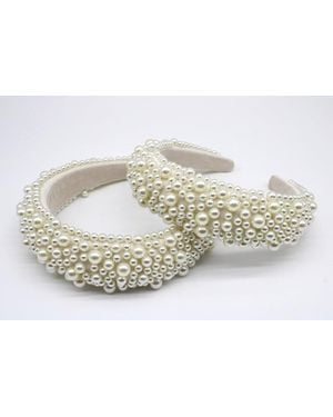 SVNX Lattice Style Crystal Gems And Pearl Headband - Metallic