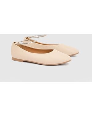 Good for the Sole Kristen Faux Leather Super Padded Flexi Almond Toe Ballet Court Shoes - Natural