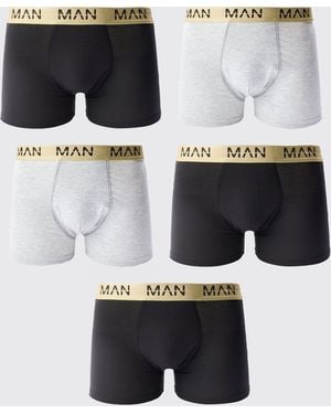 BoohooMAN 5 Pack Dash Waistband Boxers - Black