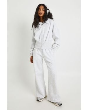 Boohoo Cinched Waist Button Through Hooded Tracksuit - White