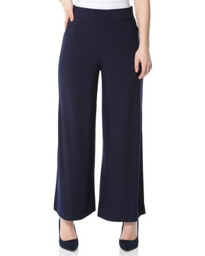 Roman Wide Leg Stretch Trousers Jersey Palazzo Trousers - Blue