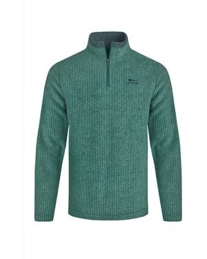 Weird Fish Newark Grid Eco Friendly Quarter Zip Fleece Top (Leaf) - Green