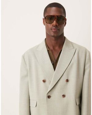 ASOS Linen Look Boxy Suit Jacket - Natural