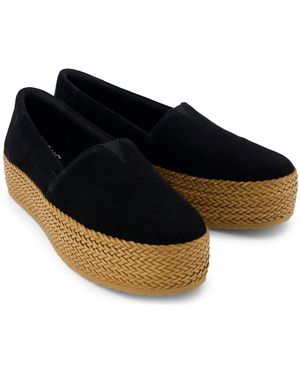 TOMS Valencia Leather Espadrilles - Black