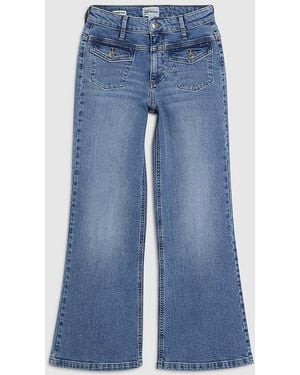 River Island Flared Jeans Petite Double Yoke Relaxed Cotton - Blue