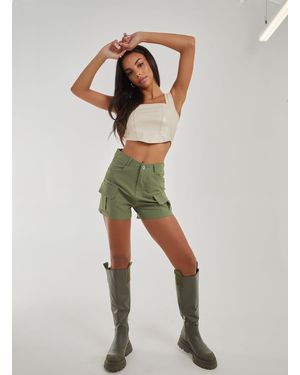 Pink Vanilla Pocket Front Cargo Shorts - Green