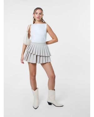 Pink Vanilla Pleated Asym Mini Skirt - White