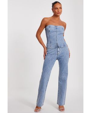 Quiz Diamante Denim Jeans Cotton - Blue