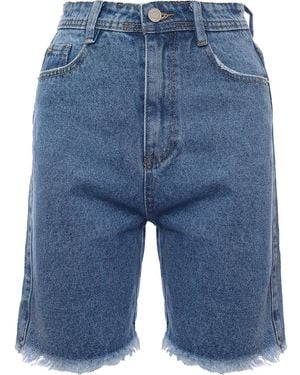 Missguided Longline Denim Shorts - Blue