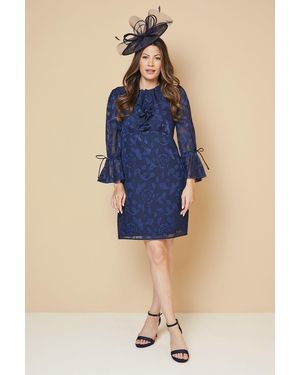 Wallis Floral Jacquard Ruffle Shift Dress - Blue
