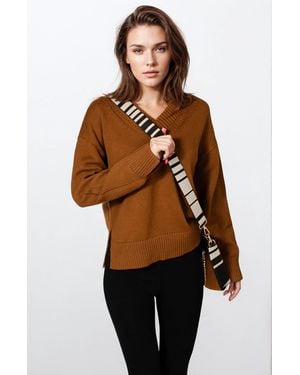 Secret Label Per Una V-Neck Side Split Jumper - Brown