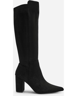 Where's That From Wheres Georgina Wide Fit Stretch Suede Knee High Pointed Boots - Black