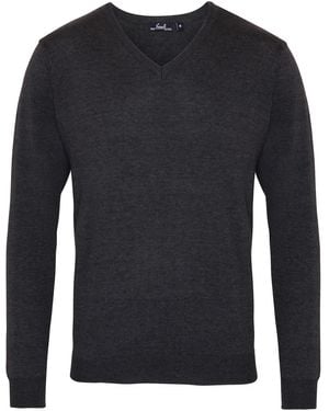 PREMIER V-Neck Knitted Jumper - Blue