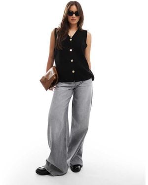 ASOS Longline Boxy Fit Waistcoat With Buttons - Black