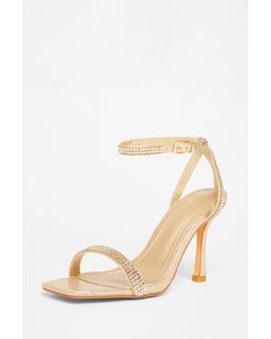Quiz Diamante Strap Heels - Natural