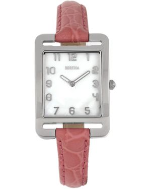 Bertha Marisol Swiss Mop Leather-Band Watch - Pink
