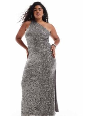 ASOS Design Sequin One Shoulder Maxi Dress With Back Strap Detailing - Grey