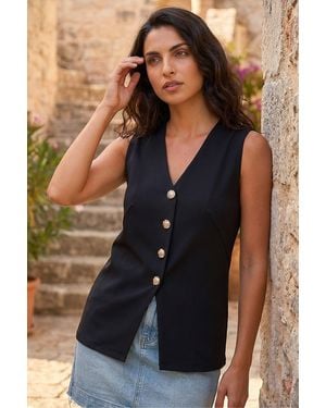 D.u.s.k Statement Button Waistcoat - Blue