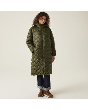 Regatta Cambrie Ii Long Line Length Hooded Quilted Padded Jacket - Green