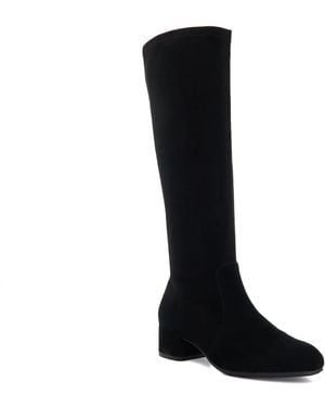 Dune Suede Stretch Knee-High Boots - Black