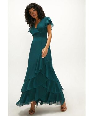 Coast Tiered Hem Ruffle Maxi Dress - Green