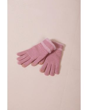 SVNX Knitted Gloves With Plush Detail - Pink
