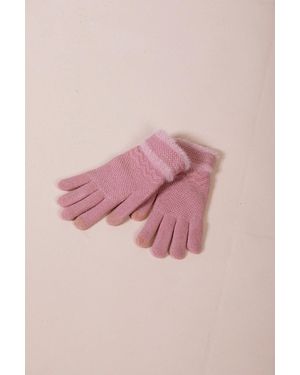 SVNX Knitted Gloves With Plush Detail - Pink