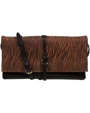 Pure Luxuries 'Selene' Print Nappa Leather Cross Body Clutch Bag - Brown