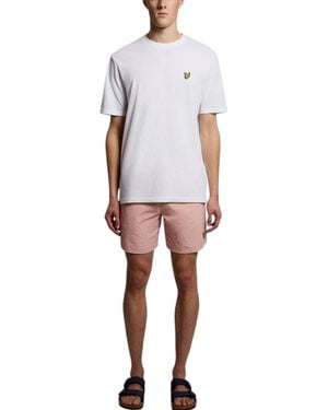 Lyle & Scott And Swim Shorts Rubberised Logo Casual Vintage Half Trousers - Pink