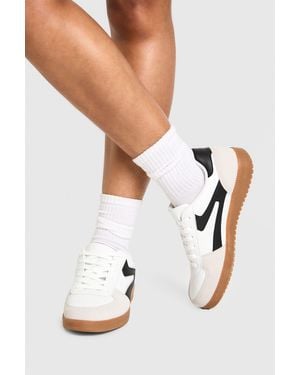 Boohoo Contrast Stripe Gum Sole Trainers - White