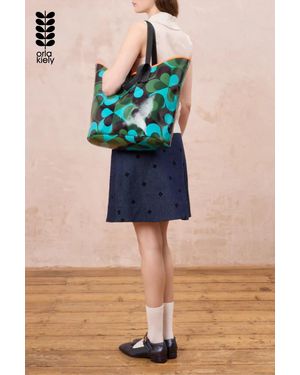 Orla Kiely Large Lightweight Tote Bag With Patterned Design And Dual Handles - Blue
