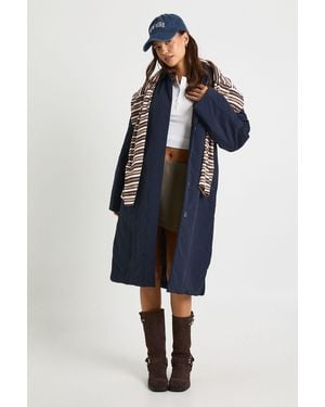 Boohoo Longline Padded Jacket - Blue