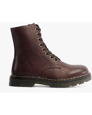 Heavenly Feet Justina2 Lace Up Boots Burgundy - Brown