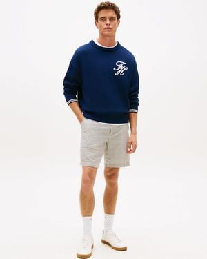Tommy Hilfiger Dover 8 Inch Seersucker Strip Shorts - Blue